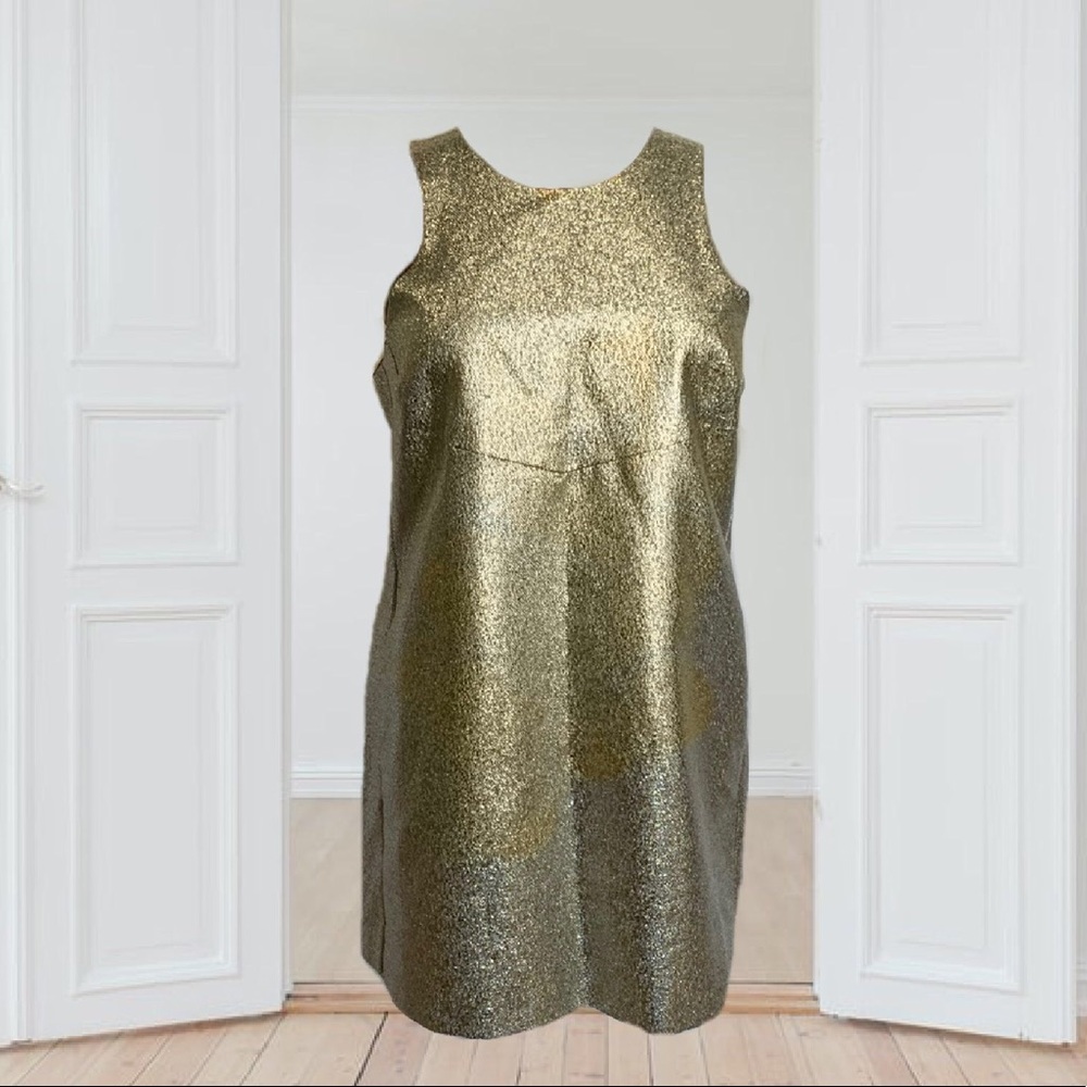 1.State Gold Silver Metallic Short Sleeveless Mini Cocktail Party Dress Women XL